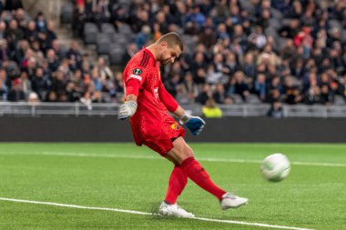 STOCKHOLM, SwEDEN - OCT 13 2022: DjurGardens IF (DIF) - UEFA Avrupa Konferans Ligi 'nde KAA Gent' e karşı Stockholm 'deki Tele2 arenasında. Son sonuç 4-1