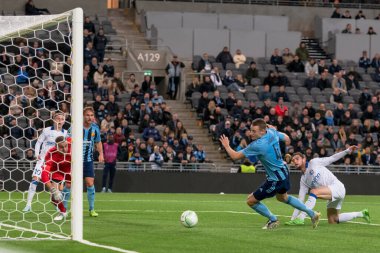STOCKHOLM, SwEDEN - OCT 13 2022: DjurGardens IF (DIF) - UEFA Avrupa Konferans Ligi 'nde KAA Gent' e karşı Stockholm 'deki Tele2 arenasında. Son sonuç 4-1