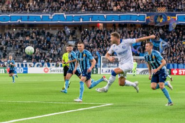STOCKHOLM, SwEDEN - OCT 13 2022: DjurGardens IF (DIF) - UEFA Avrupa Konferans Ligi 'nde KAA Gent' e karşı Stockholm 'deki Tele2 arenasında. Son sonuç 4-1