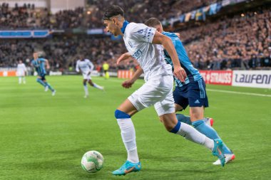 STOCKHOLM, SwEDEN - OCT 13 2022: DjurGardens IF (DIF) - UEFA Avrupa Konferans Ligi 'nde KAA Gent' e karşı Stockholm 'deki Tele2 arenasında. Son sonuç 4-1