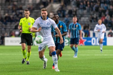 STOCKHOLM, SwEDEN - OCT 13 2022: DjurGardens IF (DIF) - UEFA Avrupa Konferans Ligi 'nde KAA Gent' e karşı Stockholm 'deki Tele2 arenasında. Son sonuç 4-1