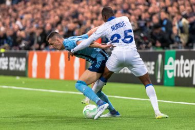 STOCKHOLM, SwEDEN - OCT 13 2022: DjurGardens IF (DIF) - UEFA Avrupa Konferans Ligi 'nde KAA Gent' e karşı Stockholm 'deki Tele2 arenasında. Son sonuç 4-1