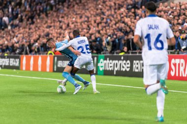 STOCKHOLM, SwEDEN - OCT 13 2022: DjurGardens IF (DIF) - UEFA Avrupa Konferans Ligi 'nde KAA Gent' e karşı Stockholm 'deki Tele2 arenasında. Son sonuç 4-1
