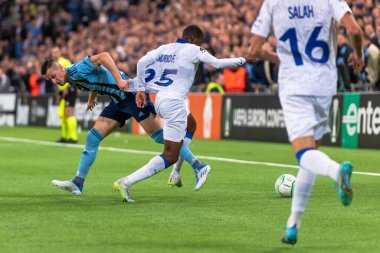 STOCKHOLM, SwEDEN - OCT 13 2022: DjurGardens IF (DIF) - UEFA Avrupa Konferans Ligi 'nde KAA Gent' e karşı Stockholm 'deki Tele2 arenasında. Son sonuç 4-1