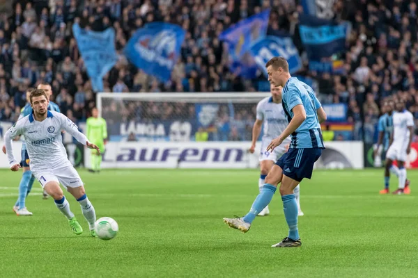 STOCKHOLM, SwEDEN - OCT 13 2022: DjurGardens IF (DIF) - UEFA Avrupa Konferans Ligi 'nde KAA Gent' e karşı Stockholm 'deki Tele2 arenasında. Son sonuç 4-1