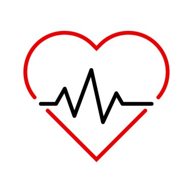 Yer çekimi çizgisi simgesi, beyaz arka planda izole edilmiş sağlık tıbbi kalp atışı sembolü, hastane logosu, vektör illüstrasyonu .