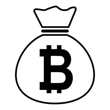 Para çantası simgesi beyaz arkaplanda izole edildi. Banka sembolü, kar grafiği, düz ağ işareti .