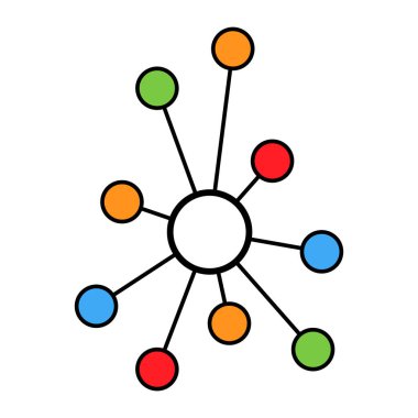 İnbot düz ağ simgesi, yapısal vektör sembolünü beyaz arkaplanda izole et, teknoloji sistemi .