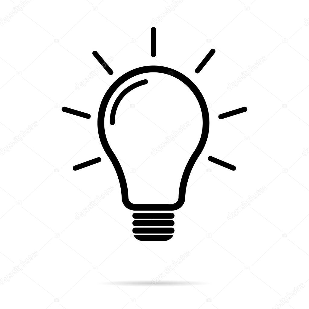 Light bulb icon, Lightbulb energy symbol Electric power vector illustration isolated on white background Black and white design .