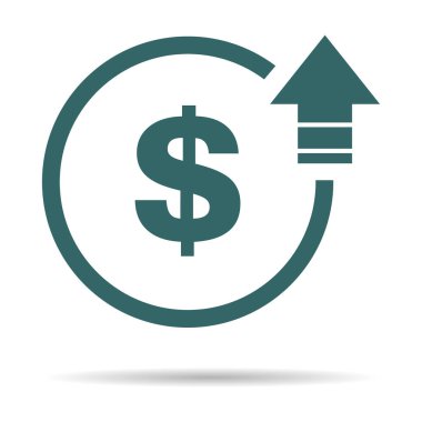 Maliyet sembol euro artışı simgesini. Vektör simgesi görüntü arka plan üzerinde izole 