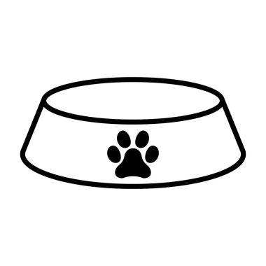 Evcil hayvan için kase simgesi, arka planda izole yiyecek işareti, vektör illüstrasyonu, yemek akşam yemeği sembolü tasarımı .