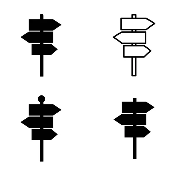 Conjunto Sinalização Rua Vetor Ilustração Coleção Símbolo Seta Estrada Isolado —  Vetores de Stock