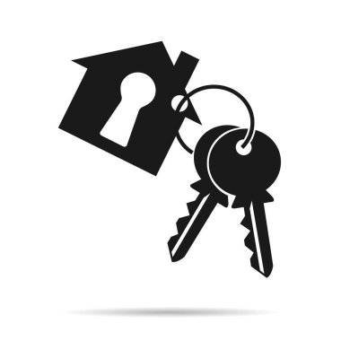 Gölgeli web anahtar simgesi, beyaz arkaplanda izole edilmiş kilit simgesi, ağ için ev koruması, web sitesi .