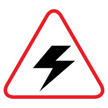 Yüksek voltaj simgesi, beyaz arkaplanda izole edilmiş tehlikeli vektör sembolü, web düğmesi .