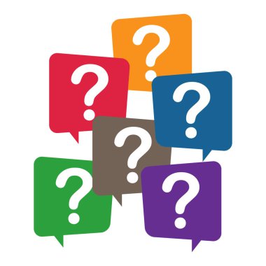 Soru işareti, sıklıkla sorulan soru vektör simgesi. Bilgi konuşma balonu sembolü, yardım iletisi