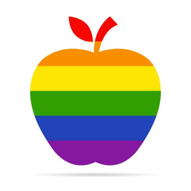 Elma lgbt simgesi gölge, sağlıklı ham sembol, ayaklı tatlı meyve, vektör illüstrasyon tasarımı, ekolojik diyet .