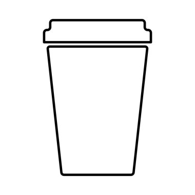 Kahve bardağı ikonu, kahvaltı içeceği kafesi, kapuçino, izole edilmiş sıcak illüstrasyon, vektör çizgisi. .