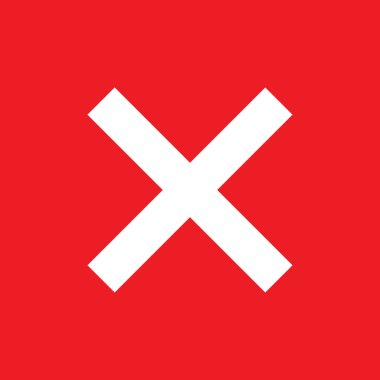 Çapraz işaret simgesi, X işareti, basit hata tasarım vektörü çizimi, yanlış seçim sembolü .