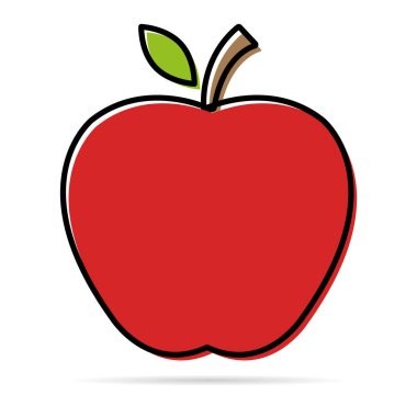 Gölgeli elma simgesi, sağlıklı ham sembol, ayaklı tatlı meyve, vektör çizimi tasarımı, ekolojik diyet .