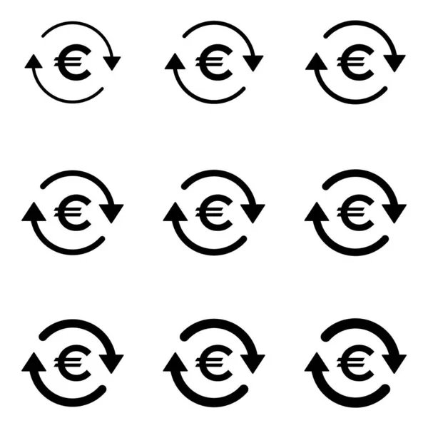 Set Euro Money Icon Collection Business Sign Market Economy Vector — Stock Vector