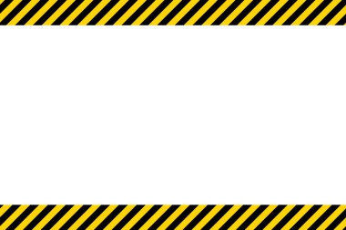 Siyah ve sarı köşegen çizgili. Boş vektör illüstrasyon uyarı arka planı. Tehlike uyarısı işareti bandı. Dikkat metni için boşluk .