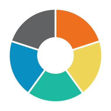 Infographic pasta grafiği. Döngü sunumu diyagramı 5 bölüm. Beyaz arkaplanda izole edilmiş vektör .