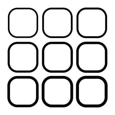 Boş çerçeve kümesi, beyaz arkaplanda izole edilmiş sınır tasarımı koleksiyonu. Siyah çizgi illüstrasyonu .