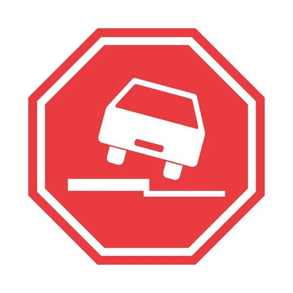 道路危険車のアイコン 交通通りの注意標識 道路標識ベクトル図 警告車 — ストックベクタ