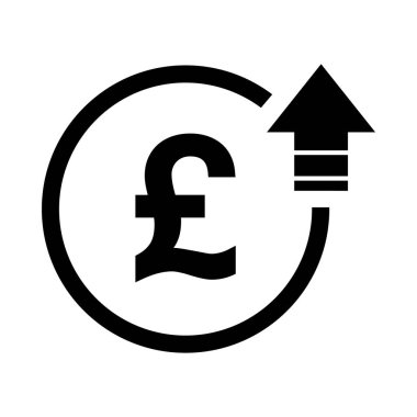 Pound yüksek sembol, maliyet artışı simgesi. Büyüme kârı işsizlik işaretli vektör illüstrasyonu .