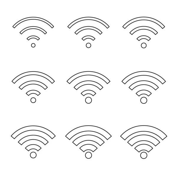 Uppsättning Internet Symbol Wifi Gratis Signal Vektor Illustration Trådlös Mobil — Stock vektor
