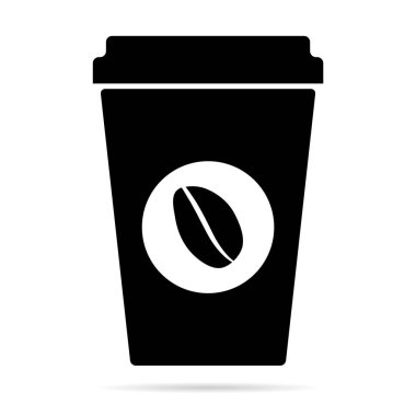 Kahve bardağı ikonu, kahvaltı içeceği kafesi, kapuçino, izole edilmiş sıcak illüstrasyon, vektör çizgisi. .