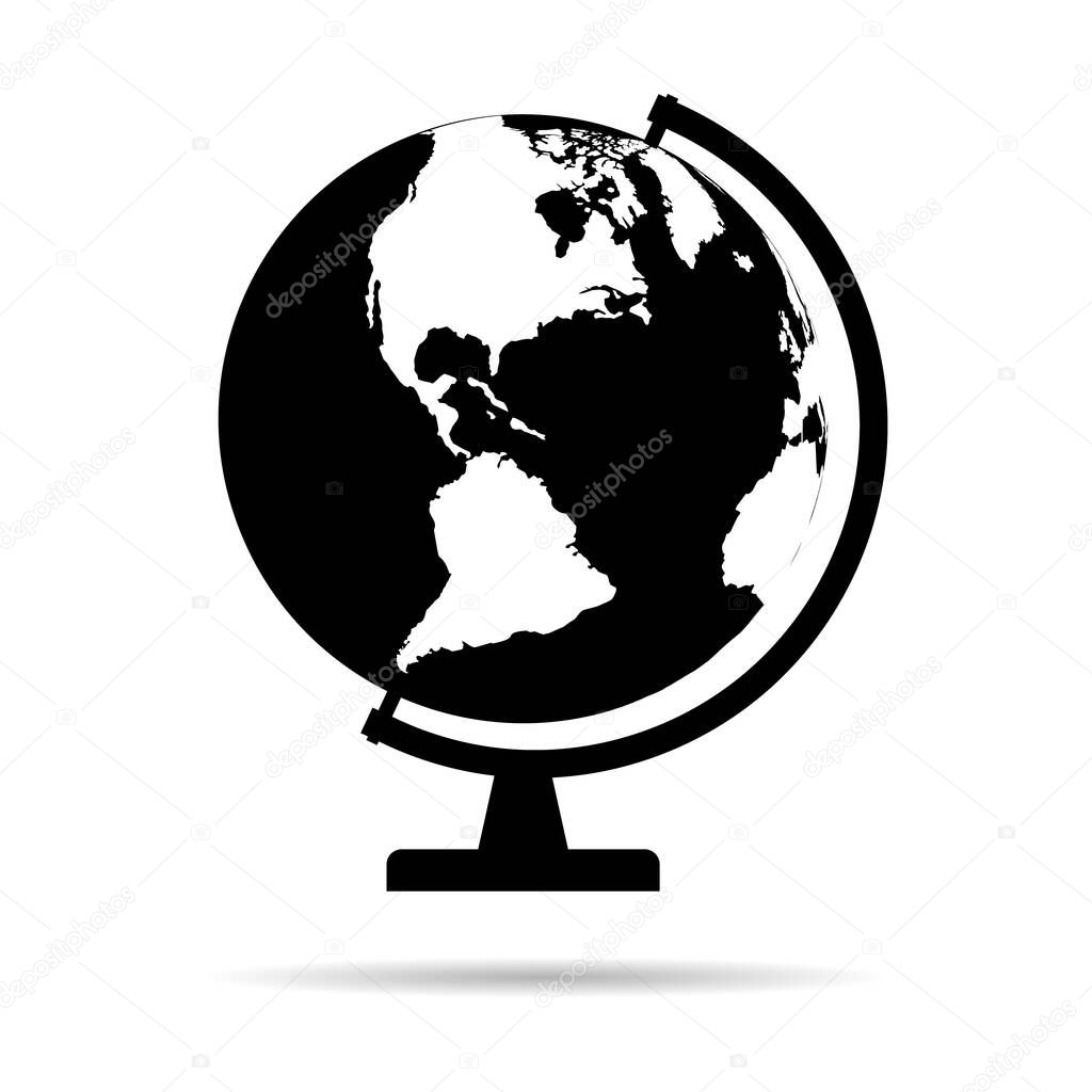Globus map icon, Earth globe symbol, travel to world, plated for web, logo, website vector illustration .