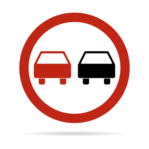 警告道路を追い越しません 禁止交通アイコン 車禁止情報ベクトルイラスト — ストックベクタ