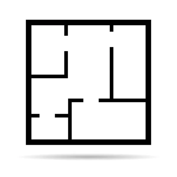 Haus Plan Symbol Mit Schatten Architektur Skizze Grafik Design Hausbau — Stockvektor
