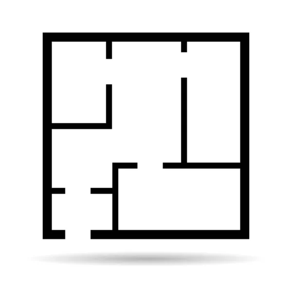 Haus Plan Symbol Mit Schatten Architektur Skizze Grafik Design Hausbau — Stockvektor