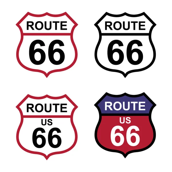 Ensemble Route Icône Classique Voyage Usa Histoire Autoroute Route Américaine — Image vectorielle