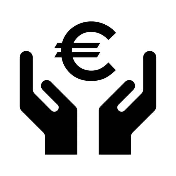 Icono Esperanza Mano Humana Con Símbolo Del Euro Ayuda Protección — Archivo Imágenes Vectoriales