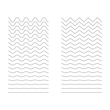 Dalgalı, kıvrımlı, zigzag yatay çizgiler. Vektör basit yeni tasarım ögesi .