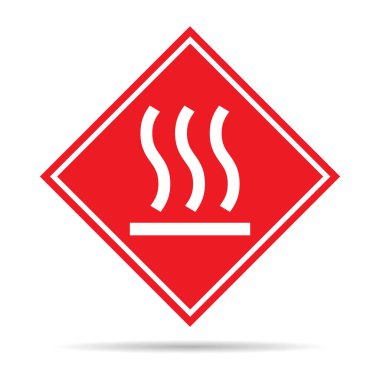 Sıcak yüzey simgesi, güvenlik grafiksel bilgi sembolü, risk dikkat damgası, dikkat vektörü tasarımı .