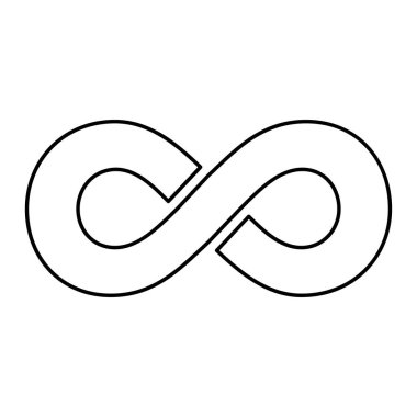 Sonsuz geometrik ikon, matematiksel dövme sembolü, sonsuz soyut şekil vektör çizimi modern işaret .