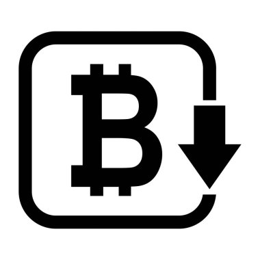 Maliyet azaltma- bitcoin simgesini azalt. Arkaplanda izole edilmiş vektör sembolü .
