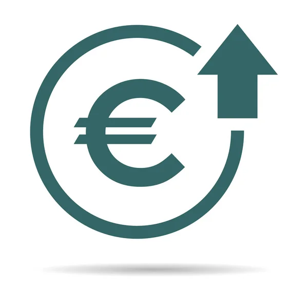 Euro Símbolo Alto Icono Aumento Costos Crecimiento Beneficio Negocio Signo — Archivo Imágenes Vectoriales