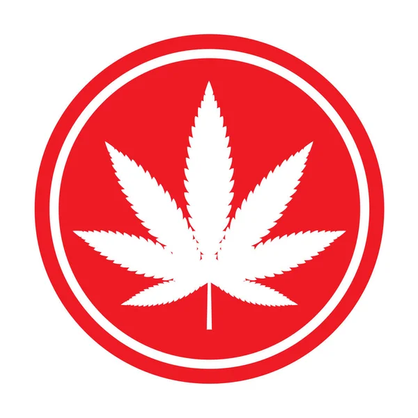 Mariuhana Símbolo Hoja Peligro Marihuana Cáñamo Icono Cannabis Signo Médico — Vector de stock