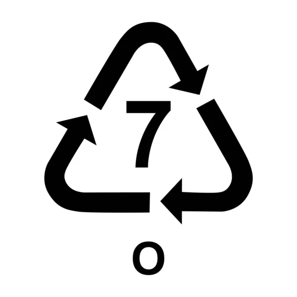 Kunststof Symbool Ecologie Recycling Teken Geïsoleerd Witte Achtergrond Pictogram Verpakkingsafval — Stockvector