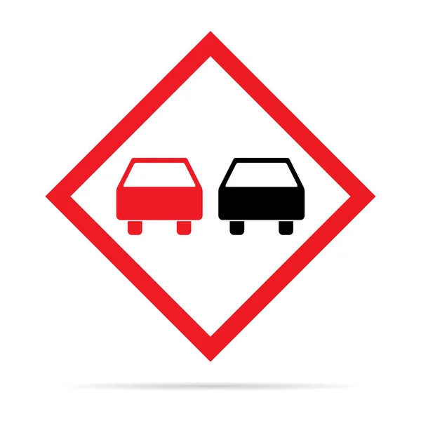 Ingen Omkörning Varningsväg Förbud Transport Ikon Bil Förbjuden Information Vektor — Stock vektor