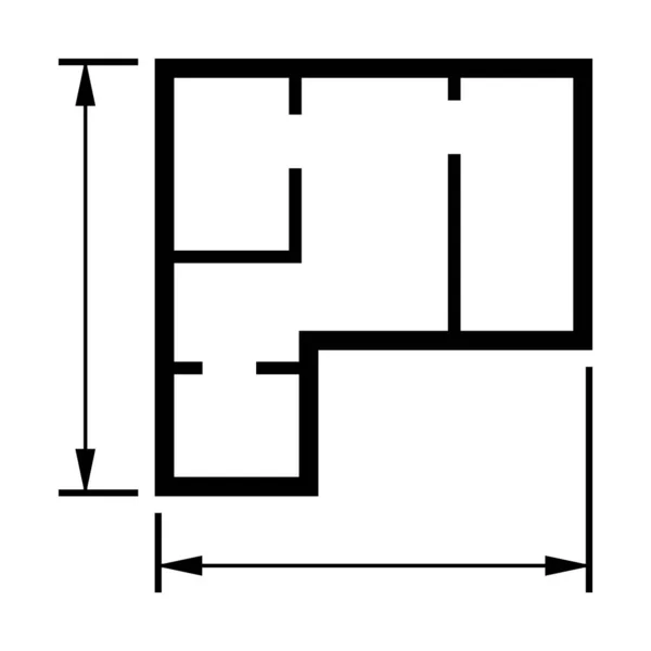 Icono Plan Casa Diseño Gráfico Boceto Arquitectura Ilustración Vectorial Del — Vector de stock