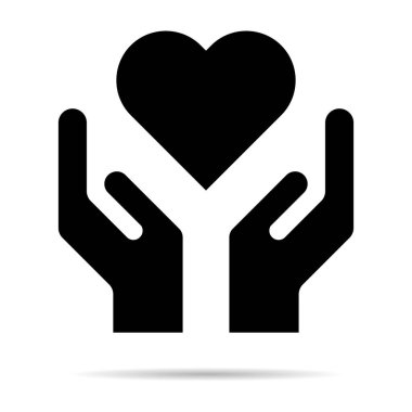 Umut simgesi, kalp sembollü insan eli, yardım ve koruma grafik tasarımı, vektör illüstrasyonunu destekle .