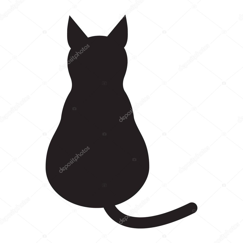 Black isolated design cat, icon vector. Illustration background pet label sign animal .