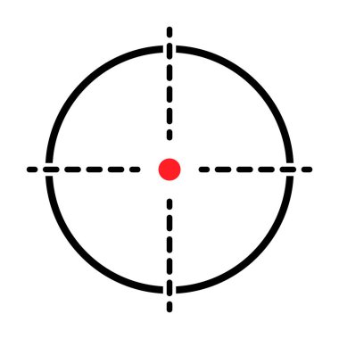 Görüş açısı vektör simgesi. Web tasarımı için Crosshair sembolünün modern hedef çizimi. Çapraz işaret noktası .