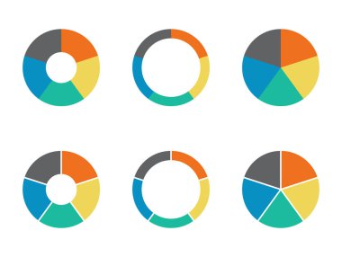 Infographic pasta çizelgesi. Koleksiyon 5 bölümünün döngüsel sunum diargamı. Beyaz arkaplanda izole edilmiş vektör .